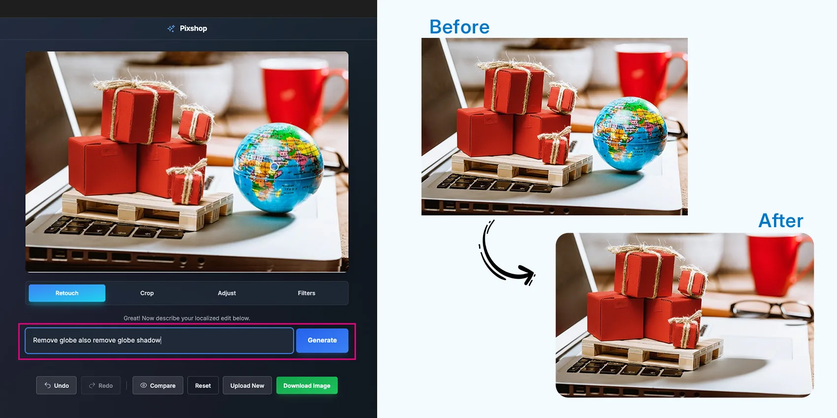 Google’s Pixshop AI box globe Preview 3